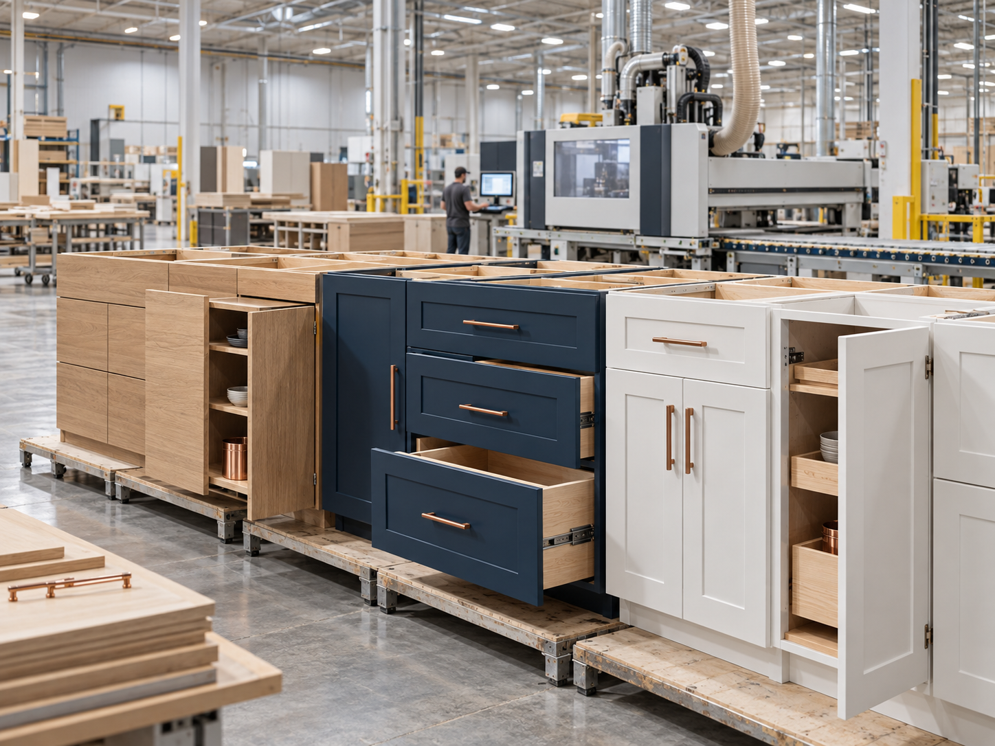 EMM multifamily cabinet systems in a modern production facility