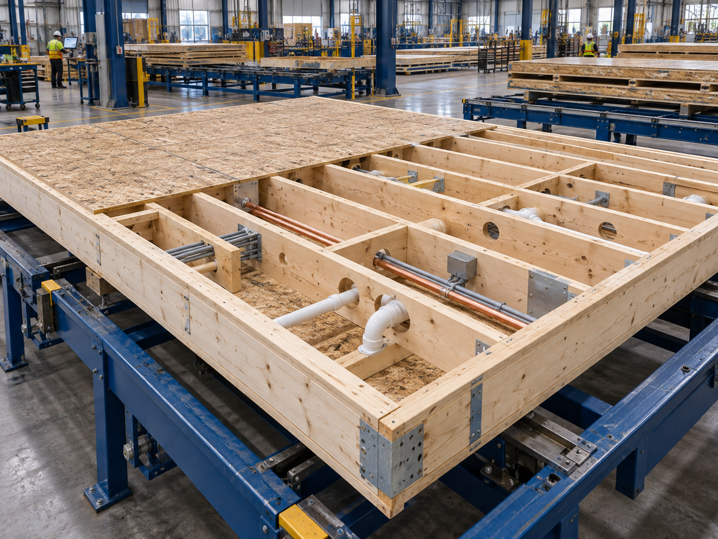 Illustration of floor cassettes on a manufacturing line