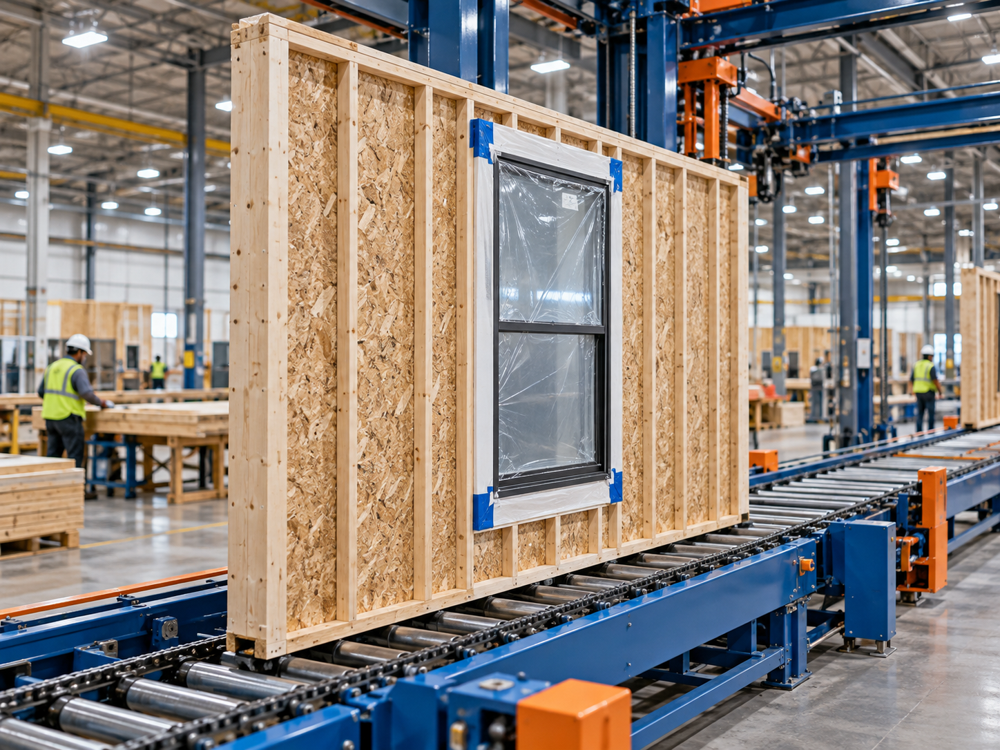 Illustration of a wall panel with a protected factory-installed window